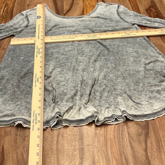 Free People Gray Tie Dye Long Sleeve Thermal Knit Top Women's S P - Picture 6 of 8